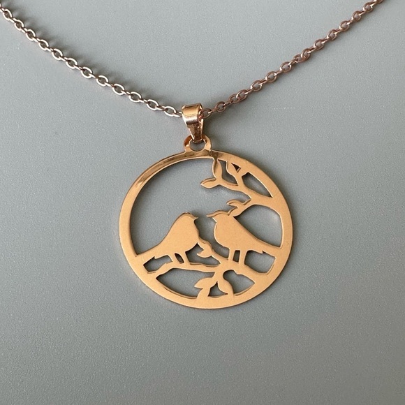Rose Gold Love Birds Necklace - Picture 8 of 8